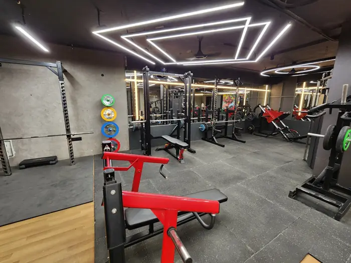 Racks and colour plates under hexagon lights