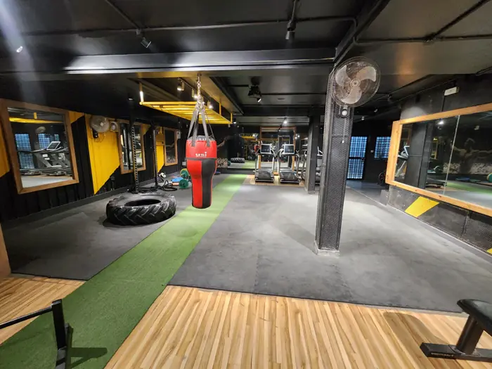Punch bag and turf lane
